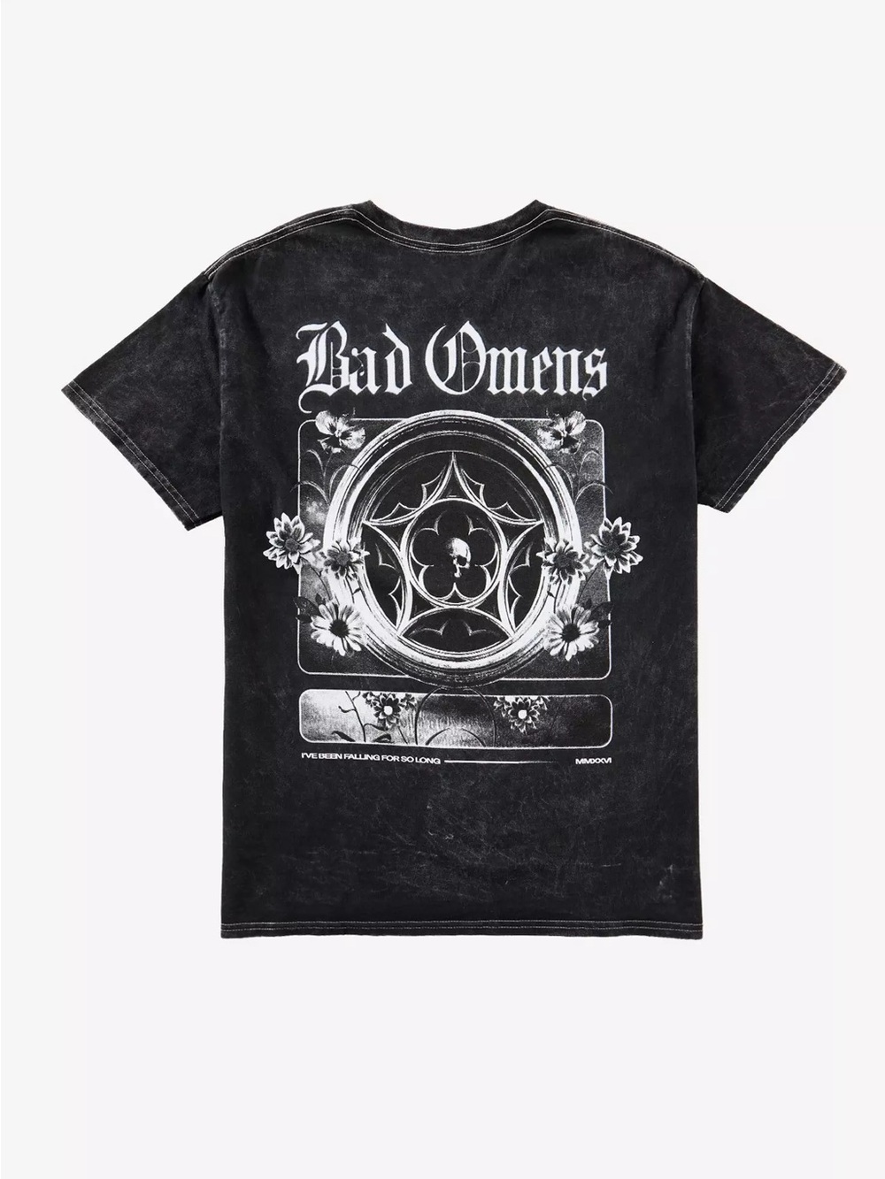 Bad Omens Floral Skull Mineral Wash T-Shirt - Picture 2 of 5